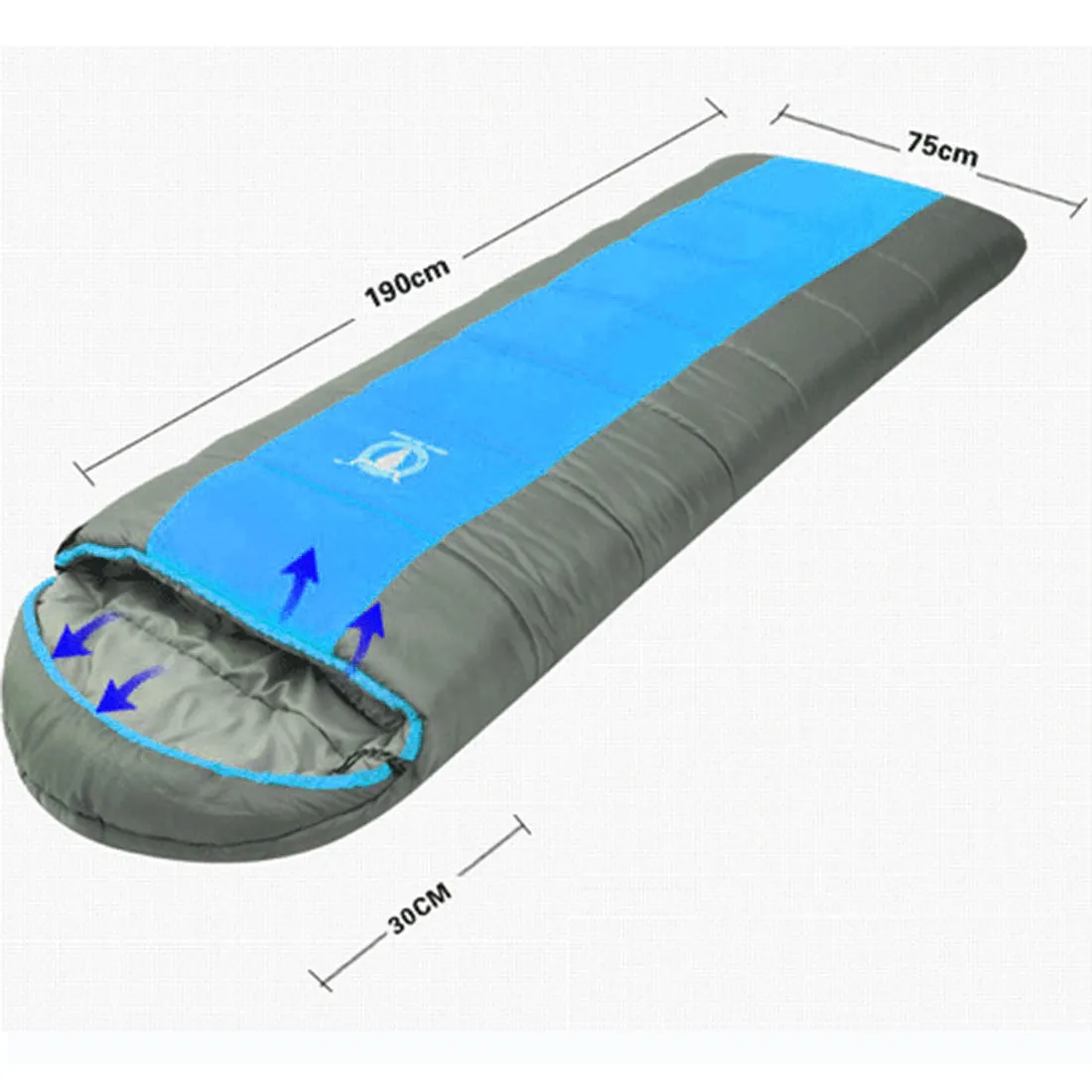 Double Camping Envelope Twin Sleeping Bag Thermal Tent Hiking Winter -15° C - blue