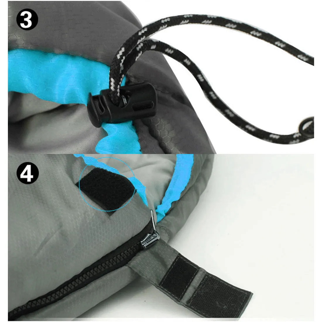 Double Camping Envelope Twin Sleeping Bag Thermal Tent Hiking Winter -15° C - blue